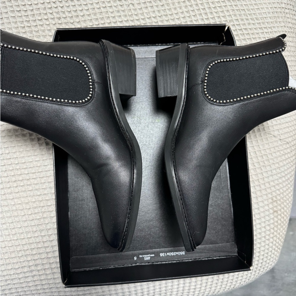 Coach Black Ankle Boots with Silver Accents - Picture 2 of 8